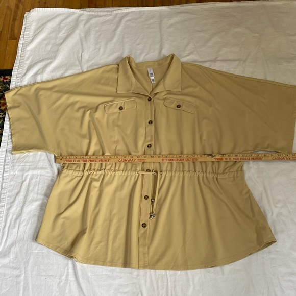 MarlaWynne Women's Almond Shirt Jacket 2X 3/4 Kimono Sleeve Minimalist Neutral - Picture 11 of 16